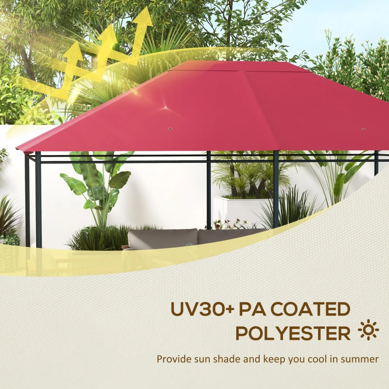 Outsunny 10' x 13' Gazebo Replacement Canopy Cover, Gazebo Roof Replacement (TOP COVER ONLY), Wine Red