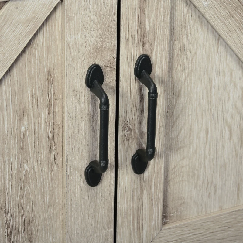 HOMCOM Farmhouse Double Door Coffee Bar Cabinet, Kitchen Cabinet with Bottom Shelf for Entryway, Living Room, Washed-out Gray