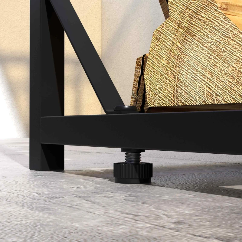 Outsunny 73" Firewood Rack Wood Storage Log Holder with Polycarbonate Roof for Fire Pit and Fireplace, 4620lbs Load