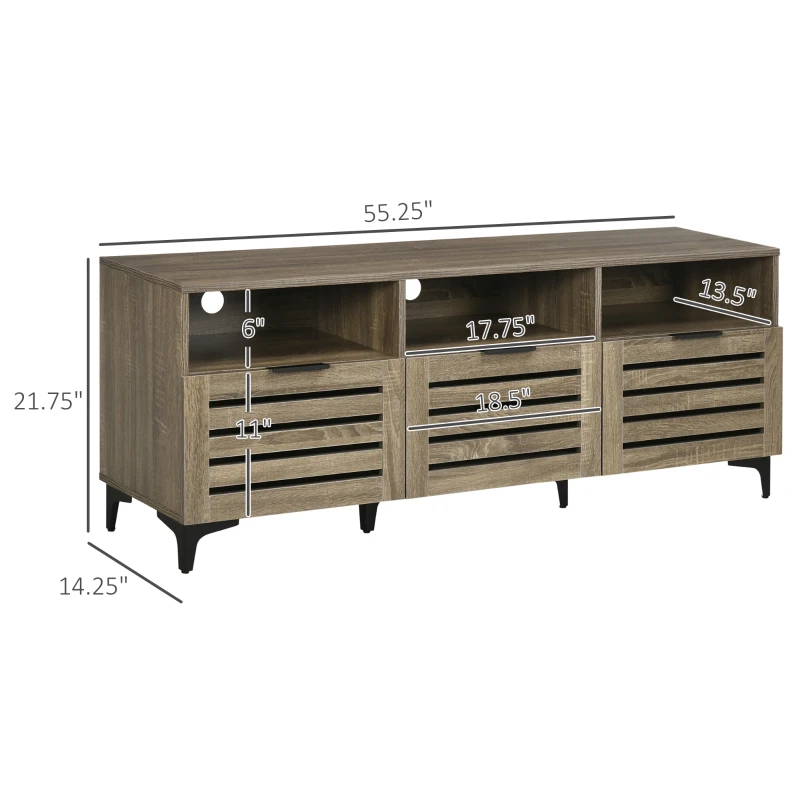 HOMCOM TV Stand for 65 Inch TV, Entertainment Center with Drawer, Doors, and Storage Shelves, TV Cabinet for Living Room, Bedroom, Gray