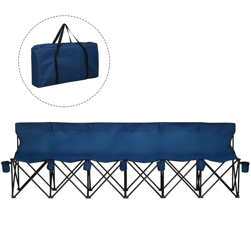 Outsunny 6 Seat Folding Camping Chair with Cup Holder and Carrying Case for Camping, Picnic, Sports Events, Blue