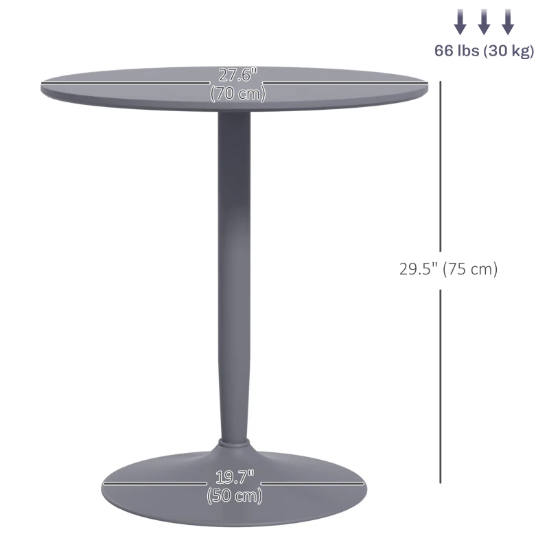 HOMCOM Modern Kitchen Table for 2 People, Round Dining Table with Steel Base for Living Room, Dining Room, Grey