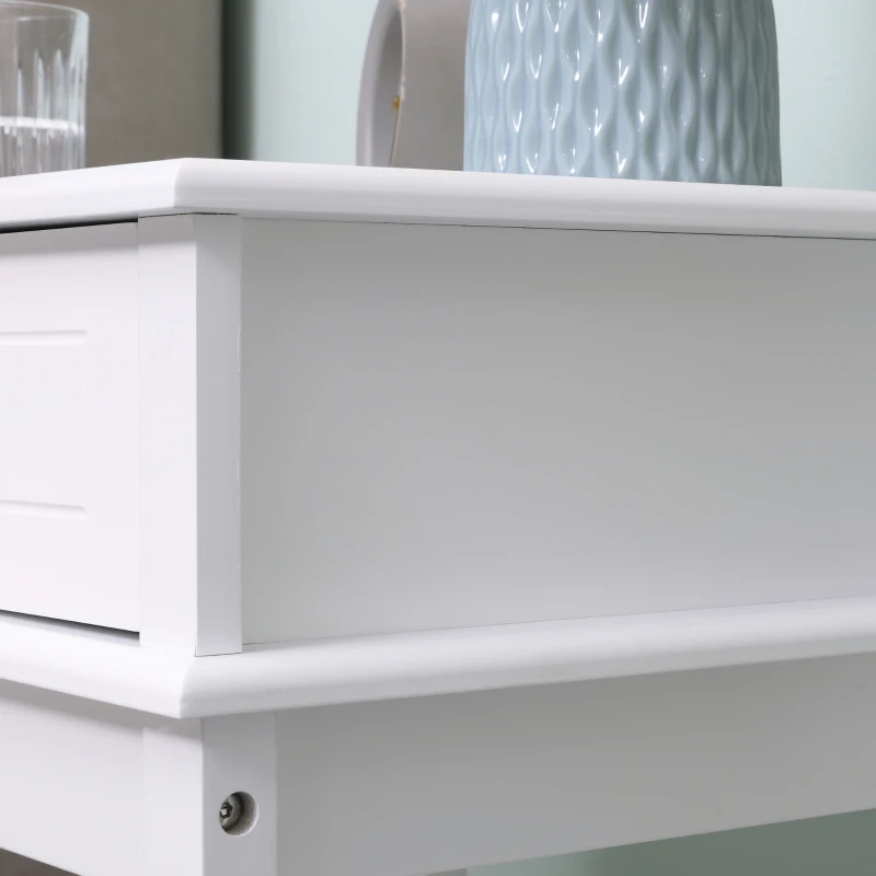 HOMCOM Modern Nightstand, Accent End Side Table with Drawer and Storage Shelf, Bedside Table for Bedroom, White