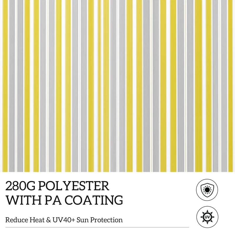 Outsunny 8' x 6.5' Manual Retractable Awning with LED Lights, Aluminum Sun Canopies for Patio Door Window, Yellow and Grey