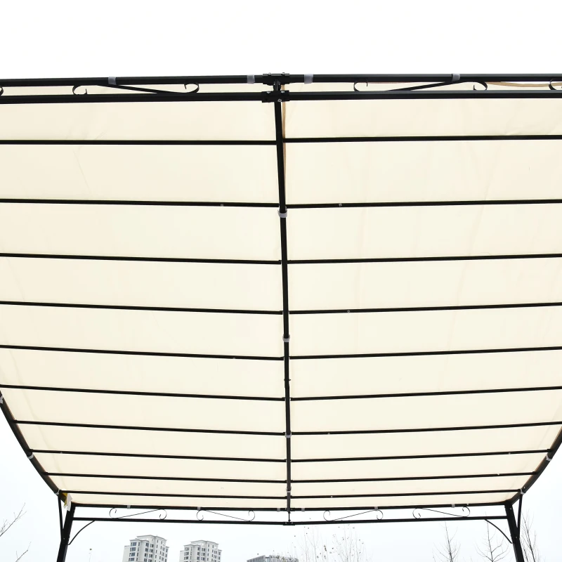 Outsunny 10' x 10' Steel Outdoor Pergola Gazebo, Patio Canopy with Weather-Resistant Fabric and Drainage Holes for Backyard, Deck, Garden, Cream White