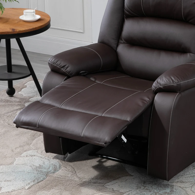 HOMCOM Vibrating Massage PU Leather Recliner Chair, Footrest with Remote Control, 8 Massaging Points, Dark Brown