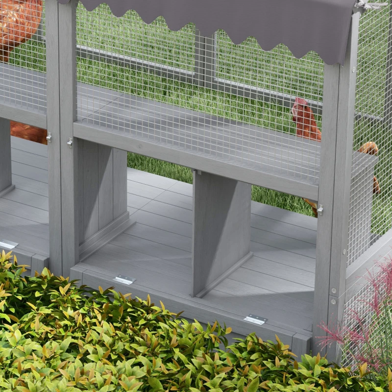 PawHut 9' x 6' x 6' Large Chicken Coop with Nesting Box, Water-Resistant and Anti-UV Cover for 8-12 Chickens, Gray(m-9)