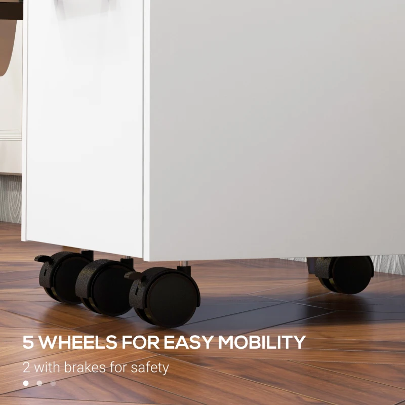 HOMCOM Lockable Vertical File Cabinet with Lock, 3 Drawer Filing Cabinet with Hanging Bars for Letter and A4 Size, White