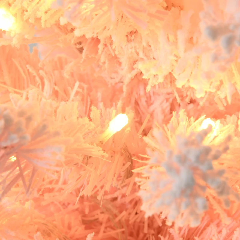 HOMCOM 6' Flocked Christmas Trees, Pencil Prelit Artificial Christmas Tree with Snow Branches, Pink