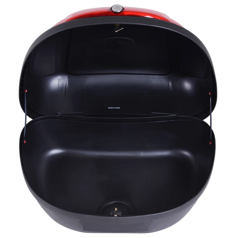 HOMCOM 52L Motorcycle Tail box Top Case Motorbike Trunk Helmet Carrier Luggage Helmet Storage Mount Rack w/ Keys