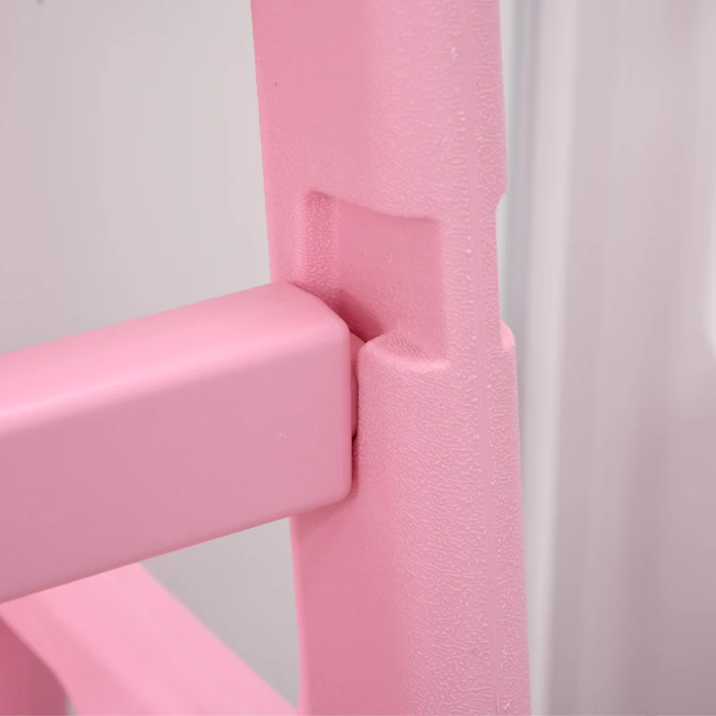 Qaba Toddler Tower with Adjustable Height, Anti-slip Mat, Toddler Step Stool, Pink