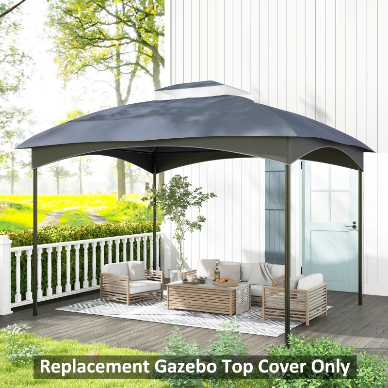 Outsunny 10' x 12' 2-Tier Gazebo Cover, Patio Gazebo Canopy Replacement with Drainage Holes for 84C-210 Series, Dark Blue