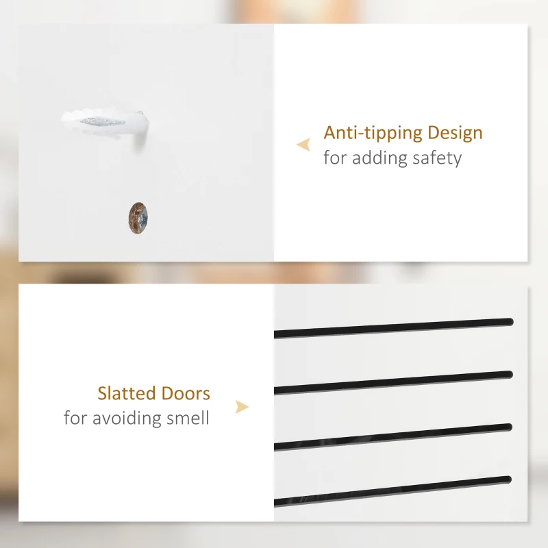 HOMCOM Modern Hall Tree, Entryway Coat Rack with Shoe Bench, 5 Hooks, Storage Shelf and Slatted Door Cabinet for Hallway, White