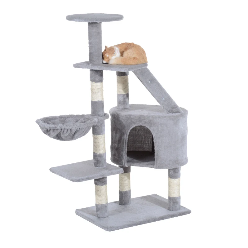 PawHut 49” Deluxe Cat Tree Furniture Scratching Pet Tower Kitten Play Post (Grey)