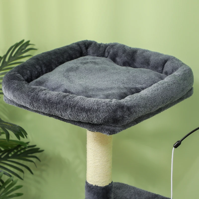 PawHut 53" Cat Tree, Cat Tower with Scratching Posts, Cat Condo, Beds, Platforms, Toy Balls for Indoor Cats, Dark Grey