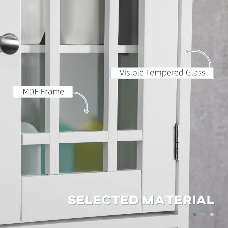 kleankin Modern Wall Mount Bathroom Cabinet, Storage Organizer with 2 Door Cabinet and Open Shelf, White