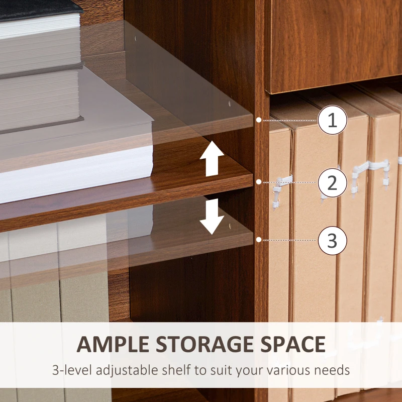 HOMCOM Kitchen Cabinet, Storage Cabinet, Sideboard Floor Accent Cabinet w/ Drawer, Enclosed Cabinet & Adjustable Shelves, Walnut Brown