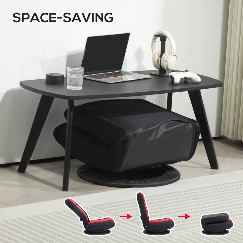 HOMCOM Folding Floor Chair for Adults Teens, 360 Degree Swivel Gaming Chair, 6 Positions Adjustable Lazy Sofa Chair, Red