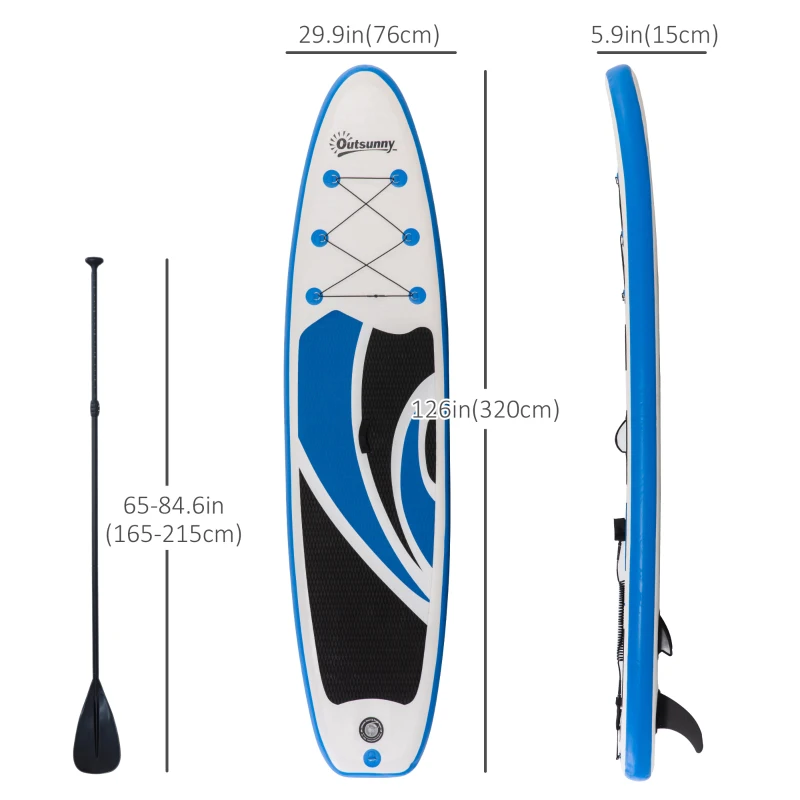 Outsunny 10'5" x 30" x 6" Inflatable Stand Up Paddle Board, Non-Slip & Ultra-Light Deck with SUP Accessories, Adj Paddle, Backpack Bag, for Youth Adults Beginner