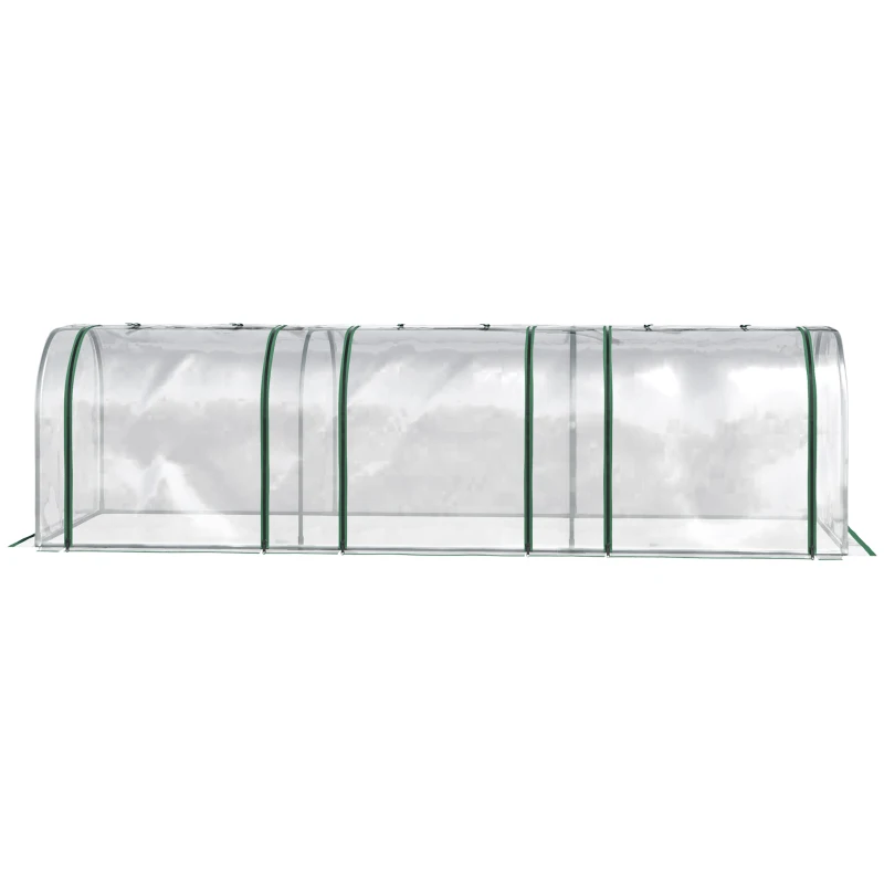 Outsunny 10' x 3' x 2.5' Portable Mini Tunnel Greenhouse with 3 Zipped Doors, Easy Assembly, Clear