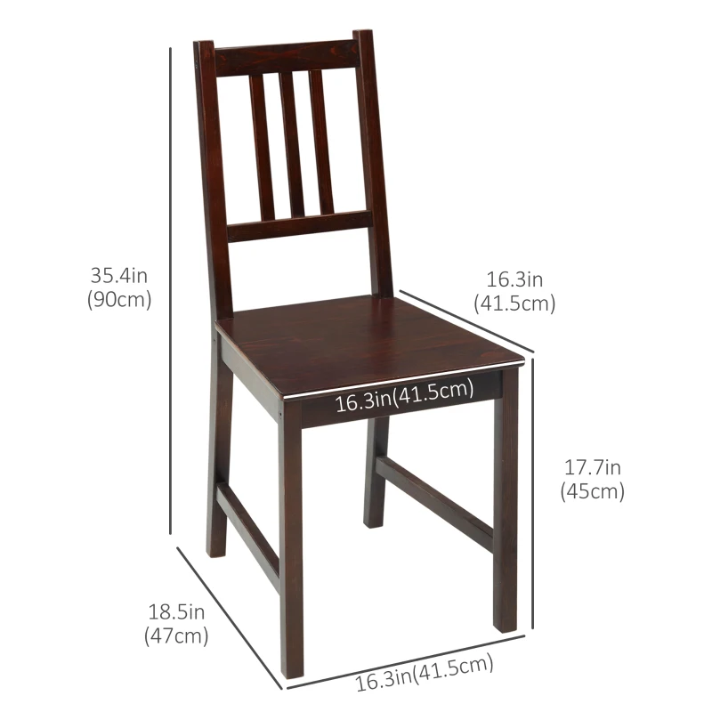 HOMCOM Wooden Dining Chairs Set of 2, Kitchen Chairs with Slat Back, Solid Structure for Living Room and Dining Room, Coffee