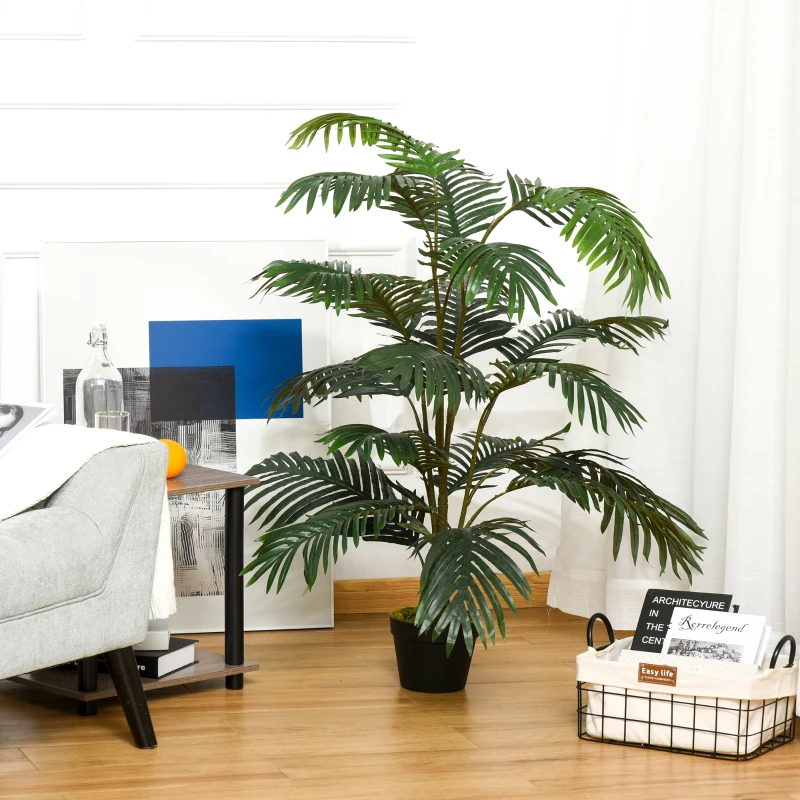 Outsunny 4.6FT Palm Tree Artificial Faux Plant with 20 Leaves in Nursery Pot for Indoor Greenery Home Office Decor