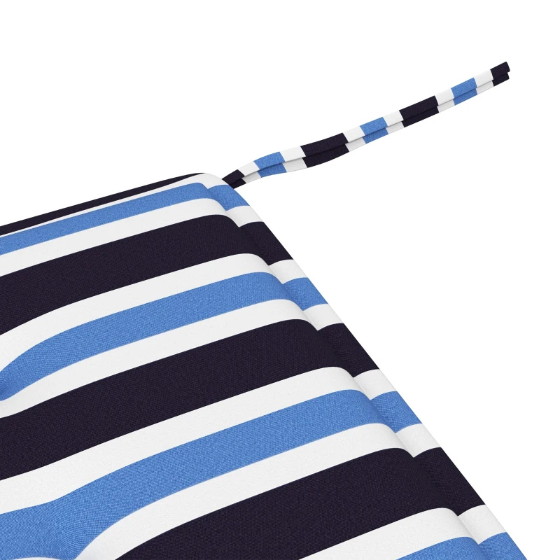 Outsunny 2-Piece Seat Cushion Replacement, Outdoor Patio Chair Cushions Set with Ties, Button Tufted, Blue White Strip
