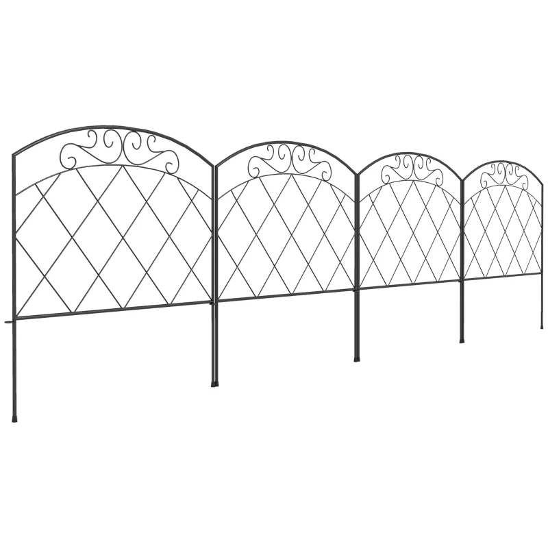 Outsunny 4 Pack Garden Fencing for Yard, Decorative Fence Panels as Animal Barrier and Flower Edging, Swirls