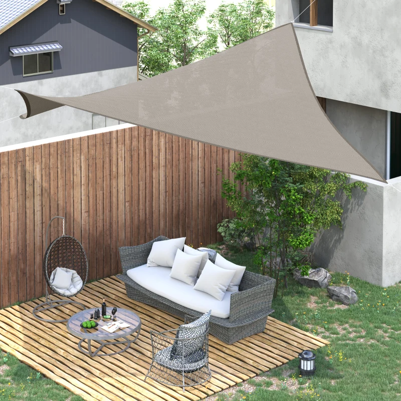 Outsunny 16' x 20' Sun Shade Sail Canopy Outdoor Shade Sail Cloth for Patio Deck Yard with D-Rings and Rope Included, Light Brown