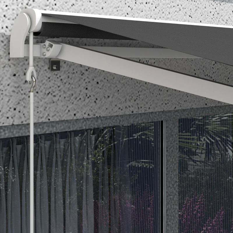 Outsunny 10' x 8' Electric Awning, Retractable Awning, UV Protection Sun Shade Shelter with Remote Controller and Manual Crank Handle for Deck, Balcony, Yard, Dark Gray