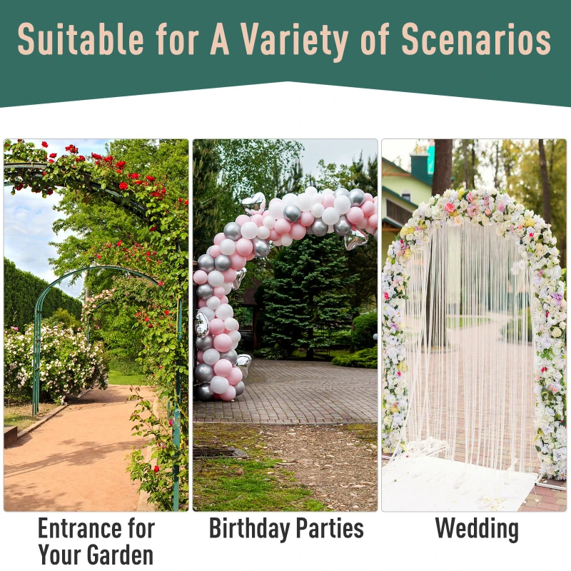 Outsunny 7' Metal Garden Arbor Arch with Lucky Leaf Clover Doors for Ceremony, Weddings, Party, Backyard and Lawn