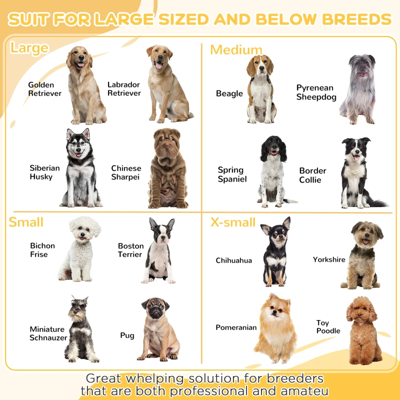 PawHut Whelping Box for Puppies with Pee Pad, Pig Rail, Adjustable Door for Small, Medium & Large Breed Dogs Birth, 41" x 39"