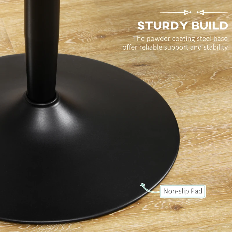 HOMCOM Modern Kitchen Table for 2 People, Round Dining Table with Steel Base for Living Room, Dining Room, Black