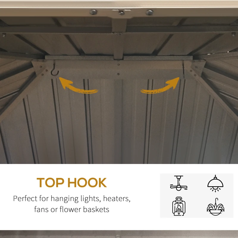 Outsunny 10' x 12' Outdoor Hardtop Gazebo Metal Roof Patio Gazebo with Aluminum Frame, Mesh Nettings, Curtains and Roomy Interior Space, Brown