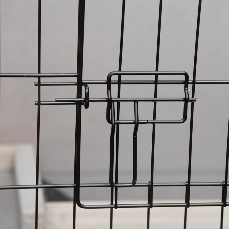 PawHut 2-tier Wooden Rabbit Hutch Backyard Bunny Cage Habitat Small Animal House w/ Ramp, Slide Out Tray and Outdoor Run, Grey