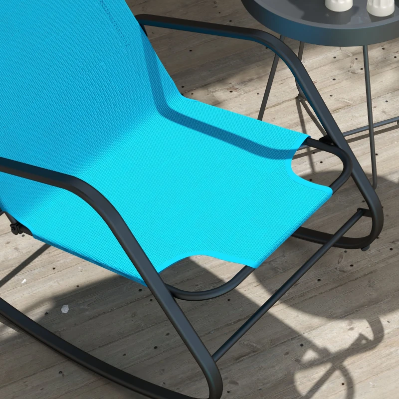 Outsunny Garden Rocking Chair Outdoor Indoor for Patio, Balcony, Porch, Light Blue