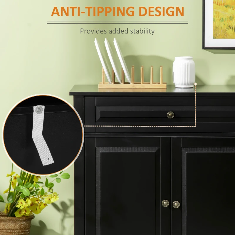 HOMCOM Sideboard Buffet Cabinet, Modern Accent Cabinet with 2 Drawers and Adjustable Shelves, Entryway Cabinet, Black