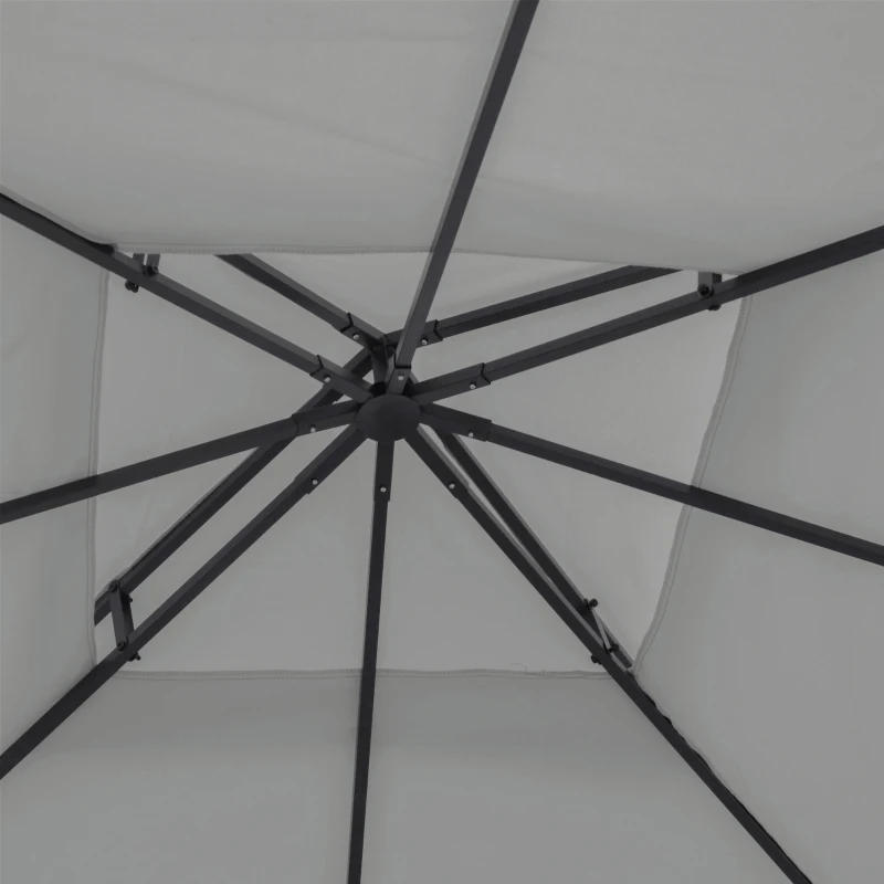 Outsunny 9.8' x 9.8' Square 2-Tier Gazebo Canopy Replacement Top Cover Outdoor Garden Sun Shade, Light Grey