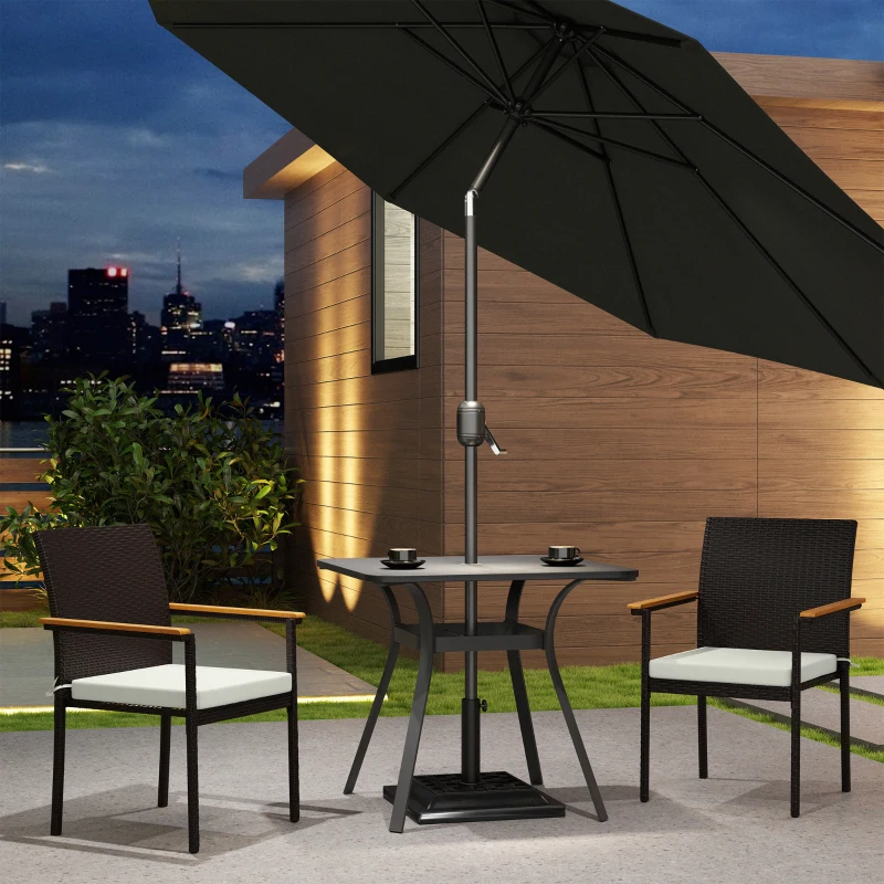 Outsunny Stackable Patio Wicker Dining Chair Set of 2 with Cushions, Backrest, Armrests for Deck, Garden, Cream White