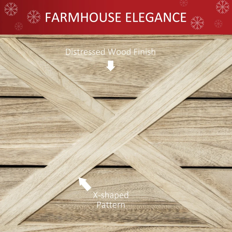 HOMCOM 28" Farmhouse Christmas Tree Base Cover Wooden Christmas Tree Collar Box Home Decoration, Light Distressed Wood Finish