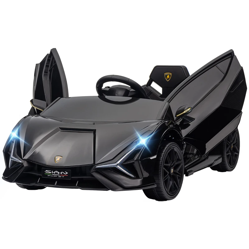 Aosom 12V Lamborghini SIAN Licensed Electric Car for kids with Remote Control, Horn, Music, & Headlights, Black