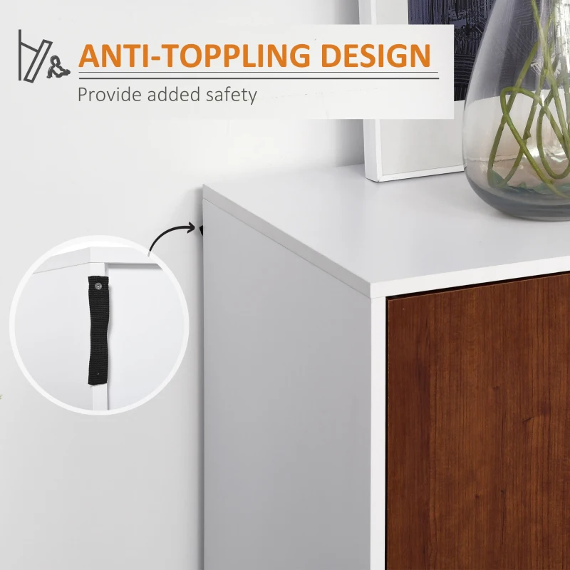 HOMCOM Modern Sideboard, Buffet Cabinet, Console Table with Adjustable Shelves, Anti-Topple Design, and Large Countertop, Brown