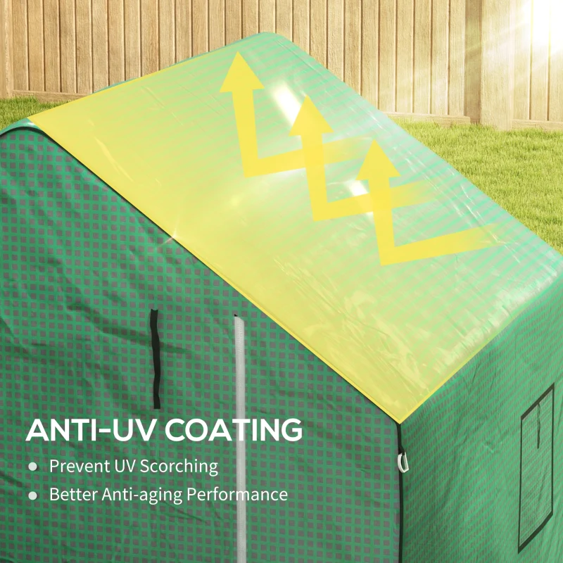 Outsunny Set of 2 Model 01-0472 Walk-in Greenhouse Cover Replacements, 55" x 56.25" x 74.75" Reinforced Anti-Tear PE Hot House Covers, Green & White