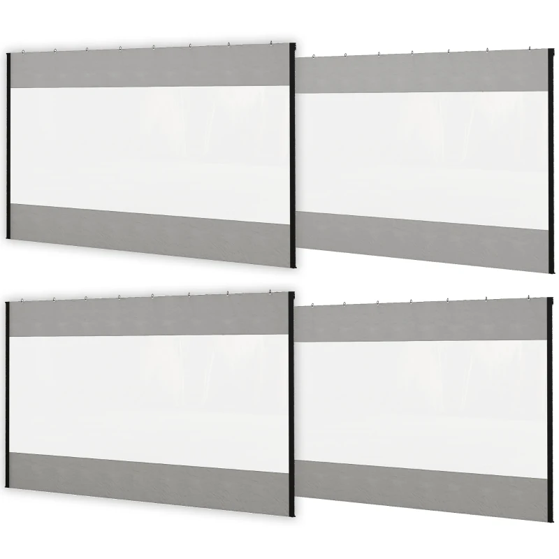 Outsunny Pergola Gazebo Curtains for 10' x 10' Pergola, 4 Pack Side Panels Replacement with Large Windows and Zipped Doors