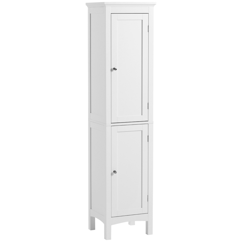 kleankin Tall Bathroom Cabinet, Freestanding Storage Organizer with Adjustable Shelves and Cupboards, 15" x 13" x 63", White