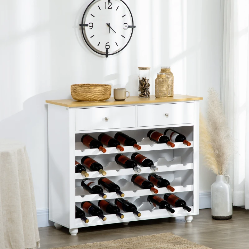 HOMCOM Modern Wine Storage Cabinet with Drawers, White