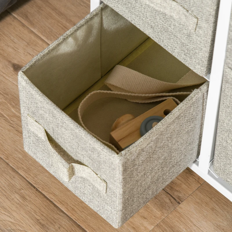 HOMCOM 7-Drawer Dresser Storage Tower Cabinet Organizer Unit, Easy Pull Fabric Bins with Metal Frame for Bedroom, Closets, Light Gray