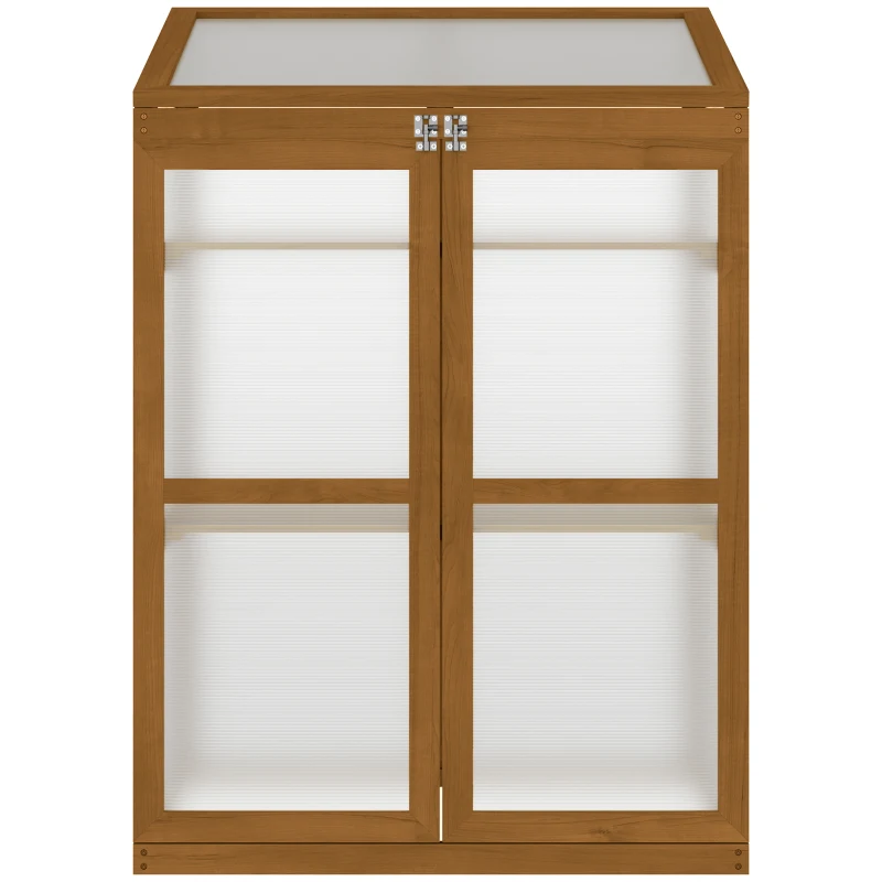 Outsunny Wooden Cold Frame Greenhouse Small Mini Planter Box, 30" L x 24" W x 44" H, Brown