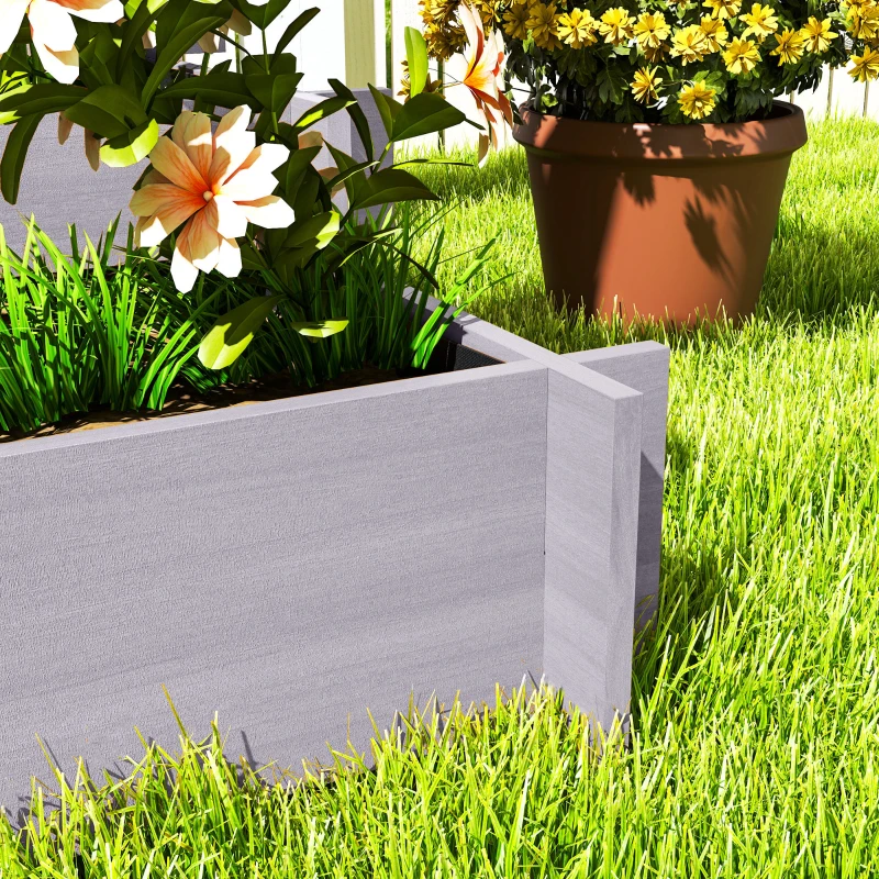 Outsunny Wooden Elevated Planter Box with Trellis for Climbing Plants, 3 Tier Raised Garden Bed for Garden, Outdoor, Grey