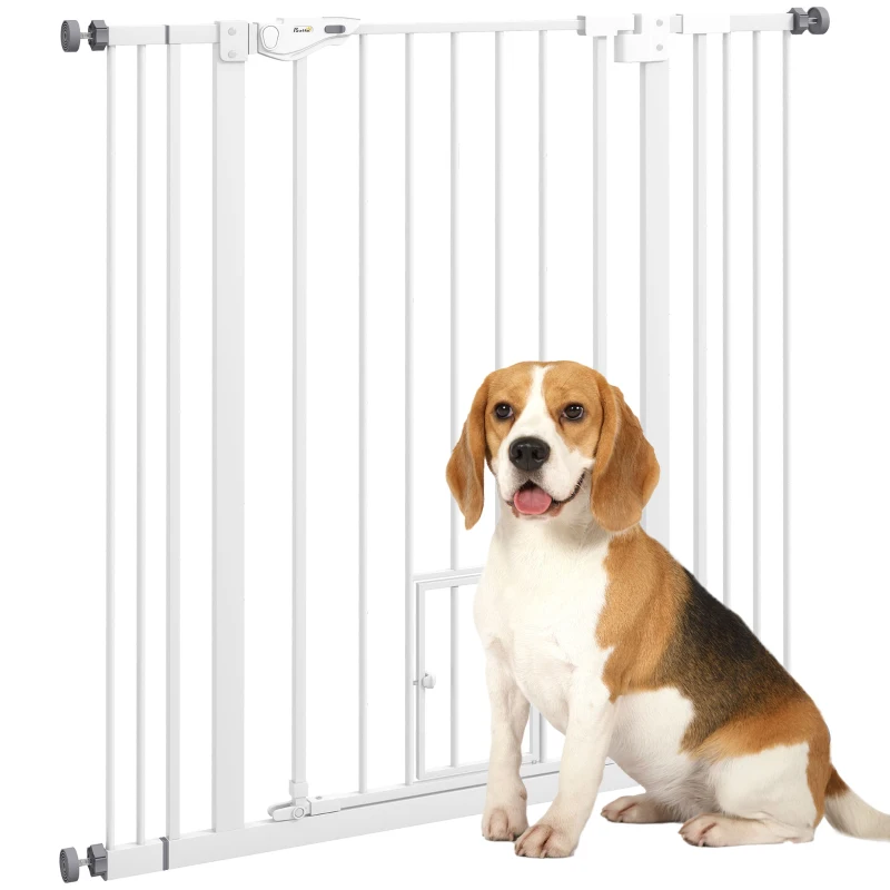 PawHut 41" Easy Open Indoor Dog Gates for Doorways, House, Stair - White
